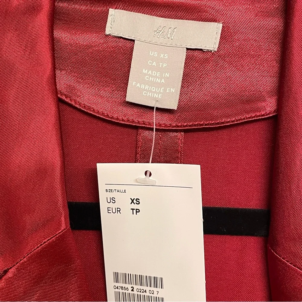 H&M Red Satin Wrap Blazer Dress - Picture 3 of 7